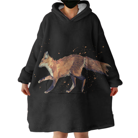 Image of Real Fox Orange Splatter Brush SWLF4508 Hoodie Wearable Blanket