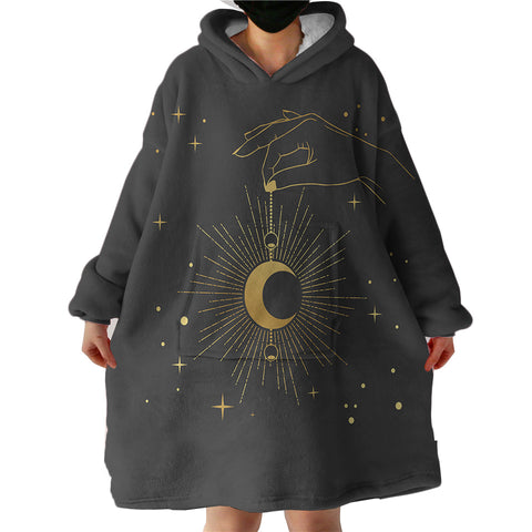 Image of Golden Hand Holding Moon Light  SWLF4514 Hoodie Wearable Blanket