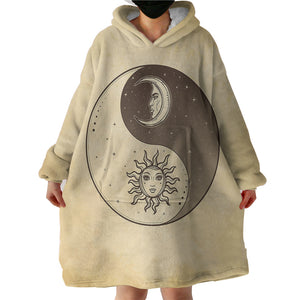 Retro Yin Yang Sun and Moon Face  SWLF4519 Hoodie Wearable Blanket