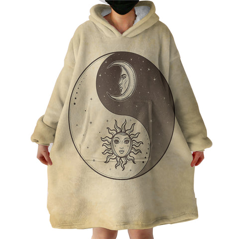Image of Retro Yin Yang Sun and Moon Face  SWLF4519 Hoodie Wearable Blanket