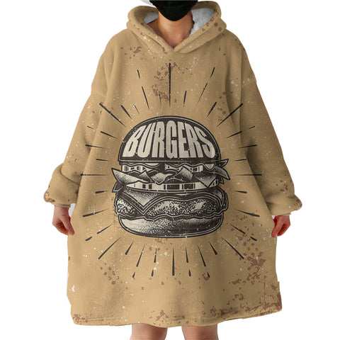 Image of Retro Cheeseburger Sketch  SWLF4528 Hoodie Wearable Blanket