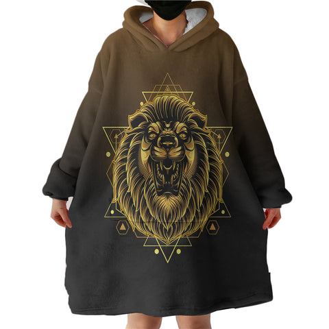 Image of Modern Golden Lion Zodiac Black Theme  SWLF4529 Hoodie Wearable Blanket