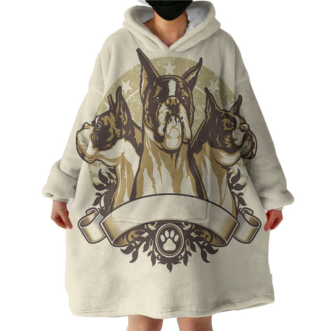 Image of Retro Golden Three Heads Bulldogs Old School Style SWLF4535 Hoodie Wearable Blanket