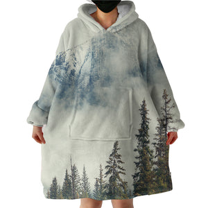 Pine Plants Fog Landscape SWLF4539 Hoodie Wearable Blanket