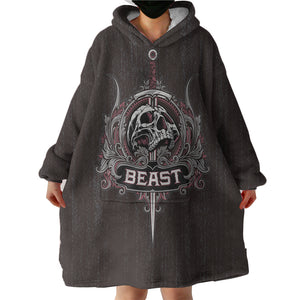 Skull Knife Beast Metal Logo Black Theme SWLF4540 Hoodie Wearable Blanket