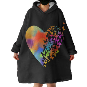 Colorful Faded Butterfly Heart Shape  SWLF4543 Hoodie Wearable Blanket