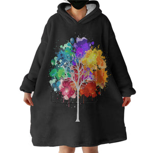 Colorful Spray Leaves Plant SWLF4545 Hoodie Wearable Blanket