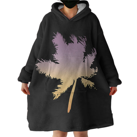 Image of Gradient Purple Yellow Coconut Plant Shape  SWLF4546 Hoodie Wearable Blanket