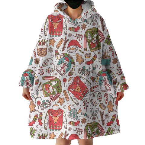 Image of Cartoon Christmas Clothes & Presents SWLF4580 Hoodie Wearable Blanket