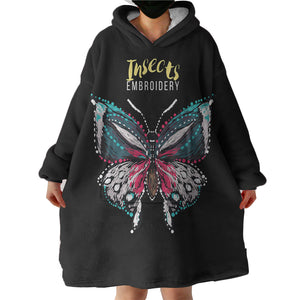 Colorful Butterfly Embroidery Effect  SWLF4583 Hoodie Wearable Blanket