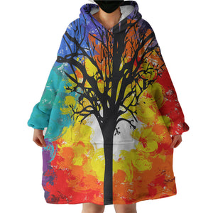 Colorful Big Tree Full Screen SWLF4585 Hoodie Wearable Blanket