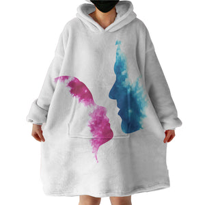 Purple & Blue Human Face Kissing  SWLF4586 Hoodie Wearable Blanket