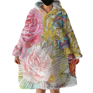 Golden Royal Flowers & Butterflie SWLF4592 Hoodie Wearable Blanket