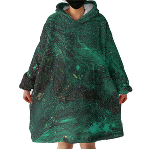 Dark Green Waves Theme SWLF4593 Hoodie Wearable Blanket