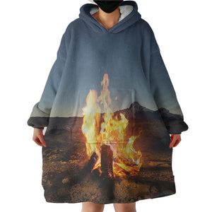 Burning Wood In The Desert SWLF4599 Hoodie Wearable Blanket