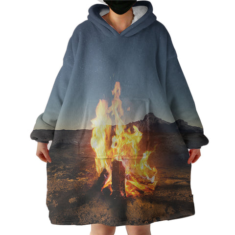 Image of Burning Wood In The Desert SWLF4599 Hoodie Wearable Blanket