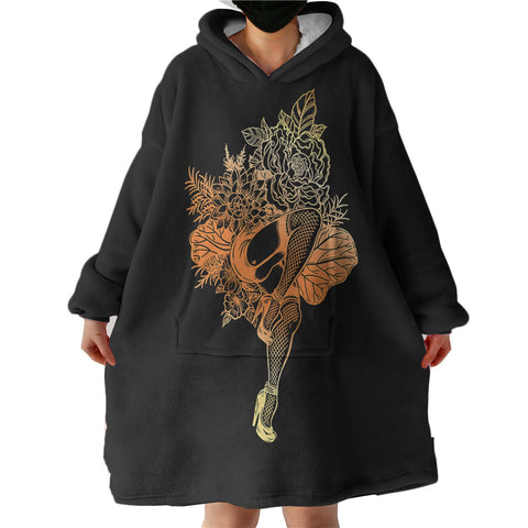 Image of Gradient Yellow & Orange Lady In The Flowers SWLF4602 Hoodie Wearable Blanket