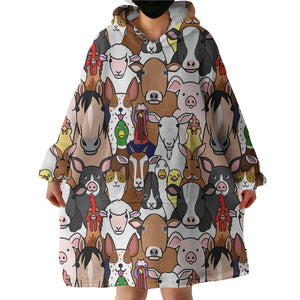 Cute Animals Drawing Full Screen SWLF4604 Hoodie Wearable Blanket