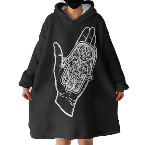 Image of B&W Tattoo Hand Illustration SWLF4606 Hoodie Wearable Blanket