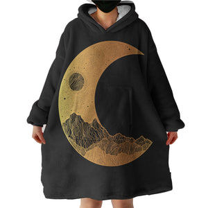 Golden Half Moon Landscape Illustration SWLF4637 Hoodie Wearable Blanket