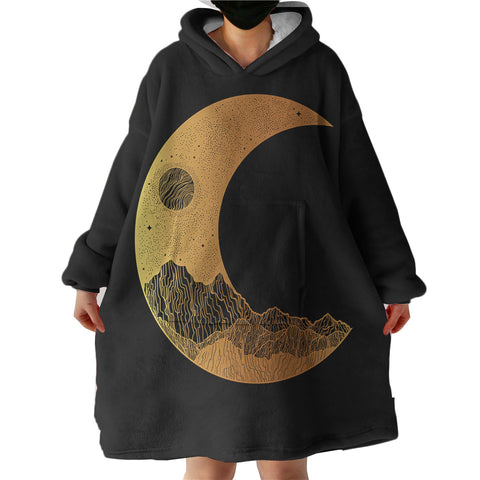 Image of Golden Half Moon Landscape Illustration SWLF4637 Hoodie Wearable Blanket