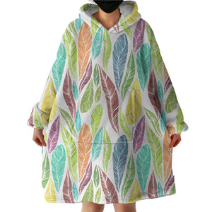 Multi Colorful Feather SWLF4640 Hoodie Wearable Blanket