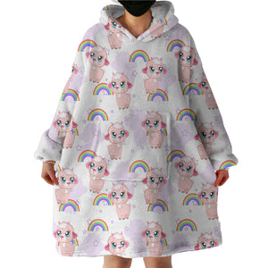 Cute Alapaca Rainbow Monogram SWLF4647 Hoodie Wearable Blanket