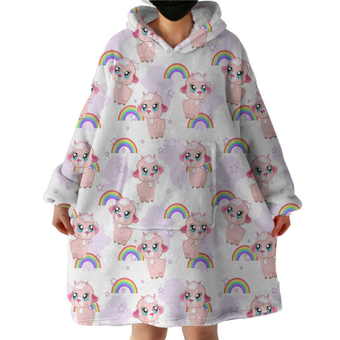 Image of Cute Alapaca Rainbow Monogram SWLF4647 Hoodie Wearable Blanket