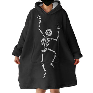 B&W Cute Skeleton SWLF4650 Hoodie Wearable Blanket