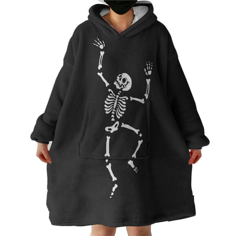 Image of B&W Cute Skeleton SWLF4650 Hoodie Wearable Blanket