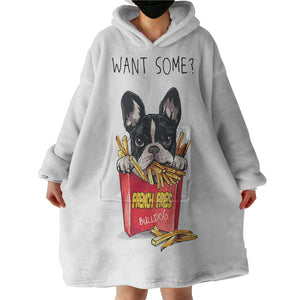 French Fries Bulldog SWLF4653 Hoodie Wearable Blanket