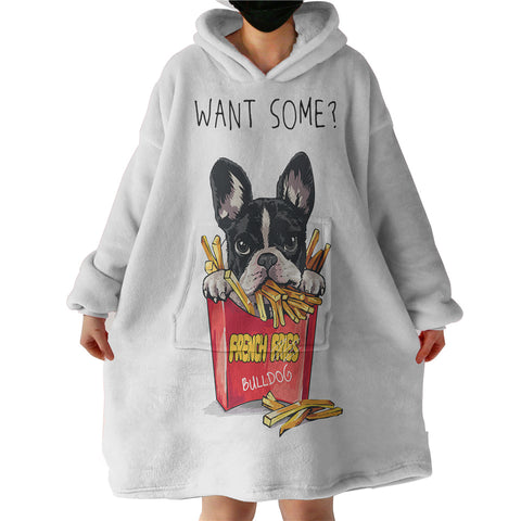 Image of French Fries Bulldog SWLF4653 Hoodie Wearable Blanket