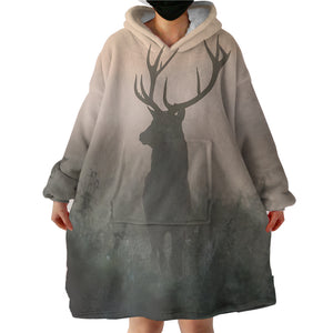 Faded Deer In Forest  SWLF4654 Hoodie Wearable Blanket