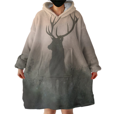 Image of Faded Deer In Forest  SWLF4654 Hoodie Wearable Blanket