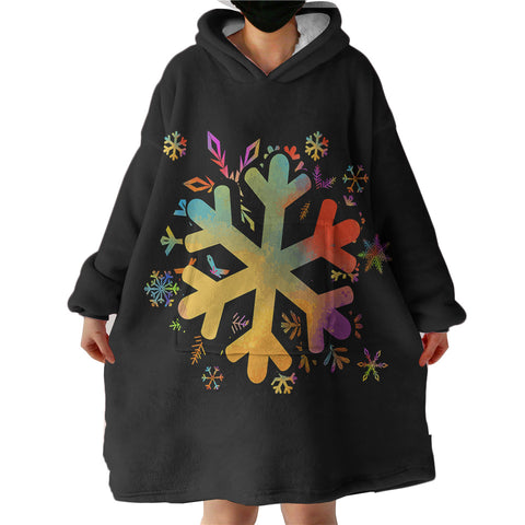 Image of Colorful Snowflake Pattern SWLF4656 Hoodie Wearable Blanket