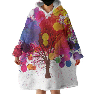 Colorful Splash Big Tree SWLF4657 Hoodie Wearable Blanket