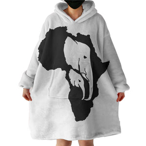 B&W Elephant Sketch Icon  SWLF4659 Hoodie Wearable Blanket