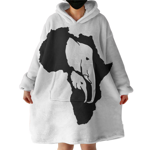 Image of B&W Elephant Sketch Icon  SWLF4659 Hoodie Wearable Blanket