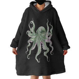 Purple Green Octopus Black Theme SWLF4660 Hoodie Wearable Blanket