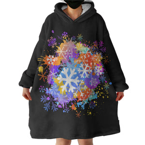 Multi Color White Snowflake SWLF4661 Hoodie Wearable Blanket