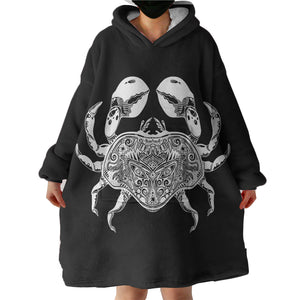 B&W Tattoo Crab  SWLF4663 Hoodie Wearable Blanket