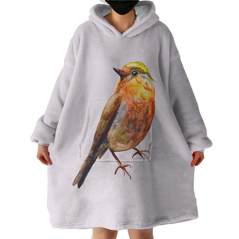 Image of Warm Watercolor Sunbird  SWLF4728 Hoodie Wearable Blanket