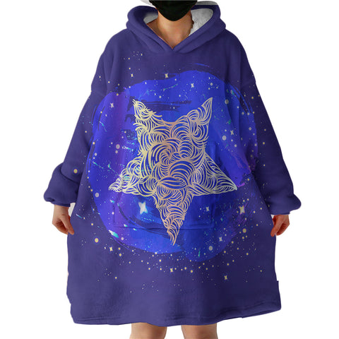 Image of Yellow Curve Star White Dot Blue Theme SWLF4734 Hoodie Wearable Blanket