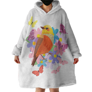 Pastel Geometric Sunbird & Butterflies SWLF4744 Hoodie Wearable Blanket