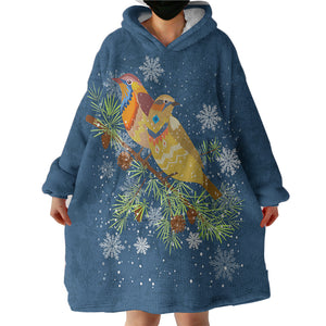 Colorful Geometric Sunbirds In Snow Navy Theme SWLF4745 Hoodie Wearable Blanket