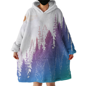 Orange Sun Gradient Purple Forest Background SWLF4748 Hoodie Wearable Blanket