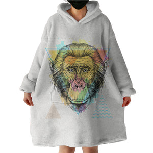 Colorful Watercolor Triangle Monkey  SWLF4751 Hoodie Wearable Blanket