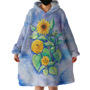 Chrysanthemum Blue Cloud Theme SWLF5147 Hoodie Wearable Blanket