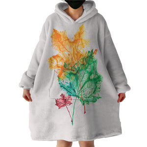 Colorful Maple Leaves White Theme  SWLF5148 Hoodie Wearable Blanket