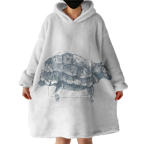 Image of Turtle Pencil Sketch Grey Line SWLF5149 Hoodie Wearable Blanket